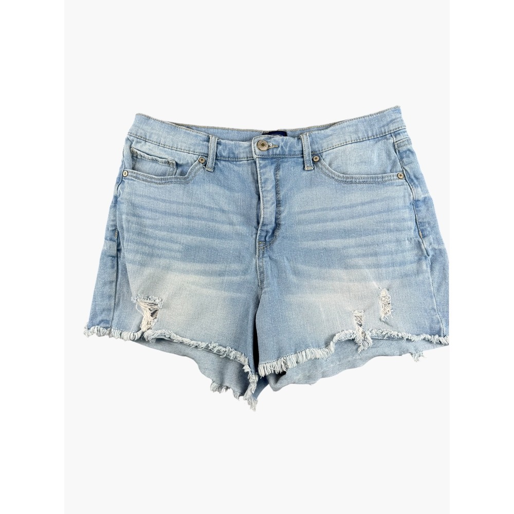 Scoop Womens Light Wash Distressed High Rise Frayed Denim Shorts Size 10